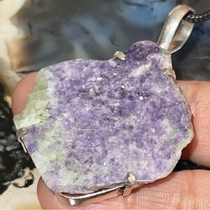 Rough Purple Lepidolite Pendant 2”